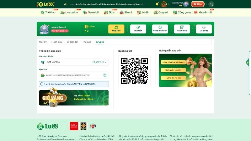 Các Bước Nạp Tiền LU88 Cơ Bản