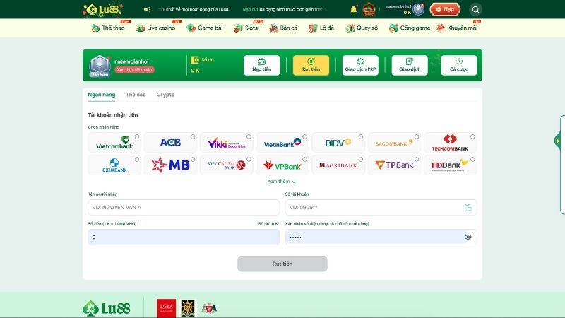 Hướng Dẫn Rút Tiền LU88 Đúng Cách
