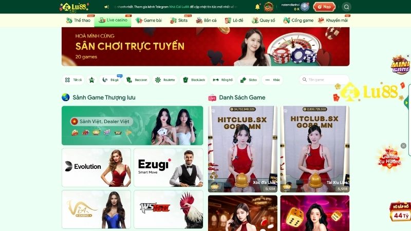 Khám Phá Hệ Thống Game Live Casino LU88 Đa Dạng Hàng Đầu