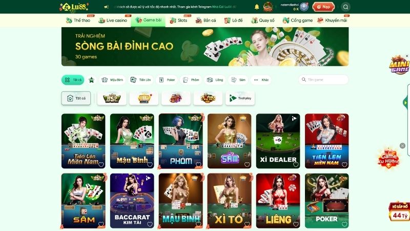 Những Tựa Game Bài Lu88 Được Yêu Thích Nhất