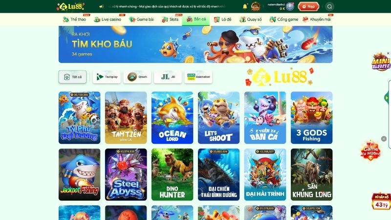 TOP game bắn cá Lu88 hấp dẫn nhất hiện nay